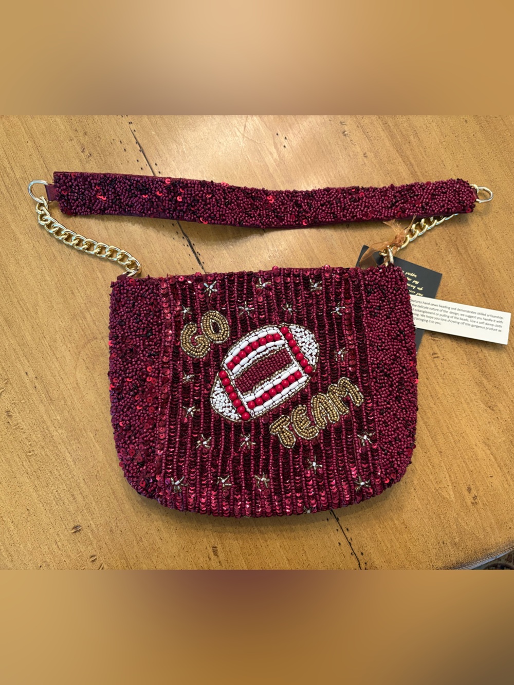 From India to You “Go Team” VIRAL Football Embellished Beaded Shoulder Bag